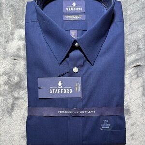 Stafford Navy Performance Dress Shirt 17 - 38/39 extra tall